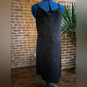 Y2K Beaded Black Slip Dress